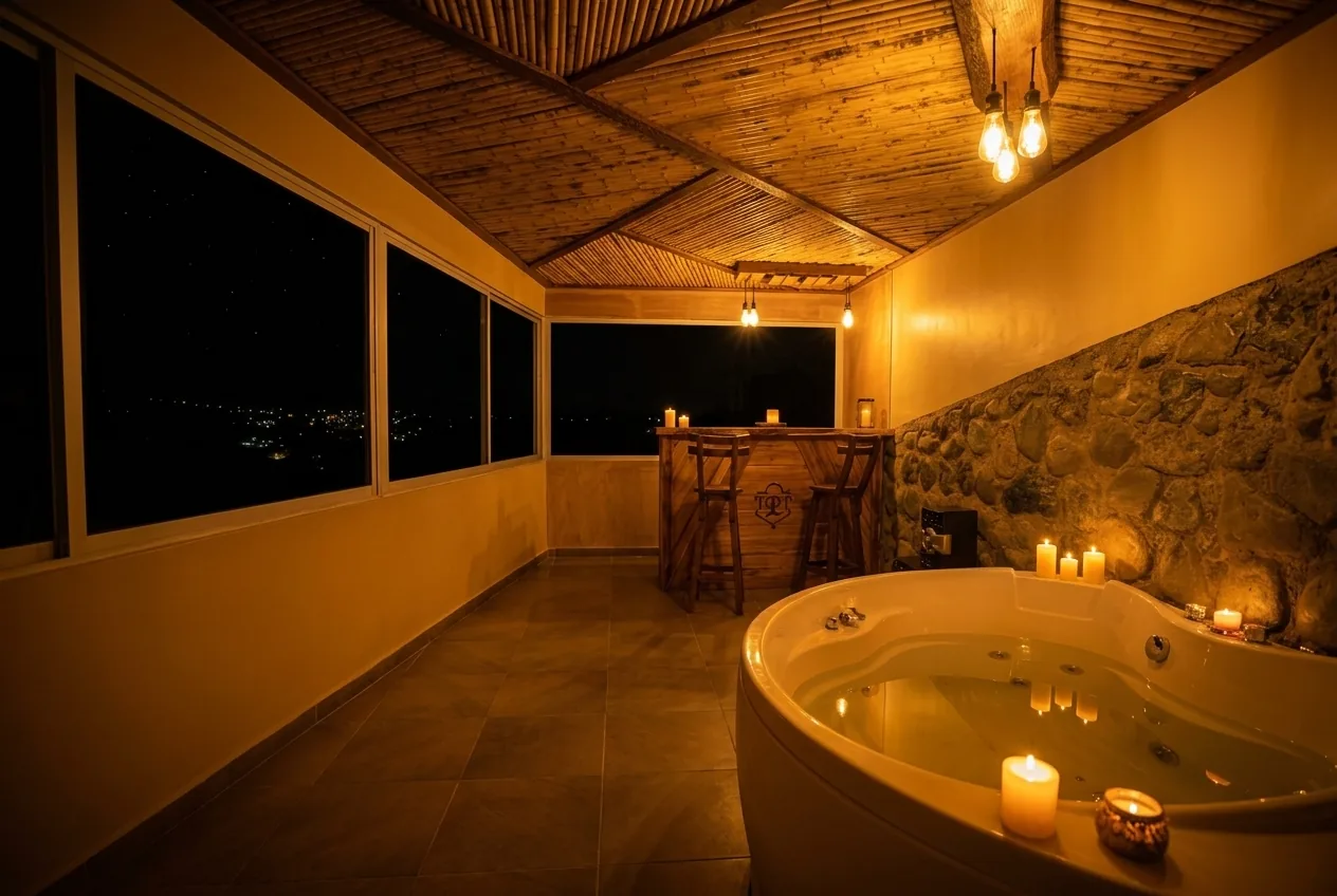 Terraza Campestre con Jacuzzi Privado al Atardecer